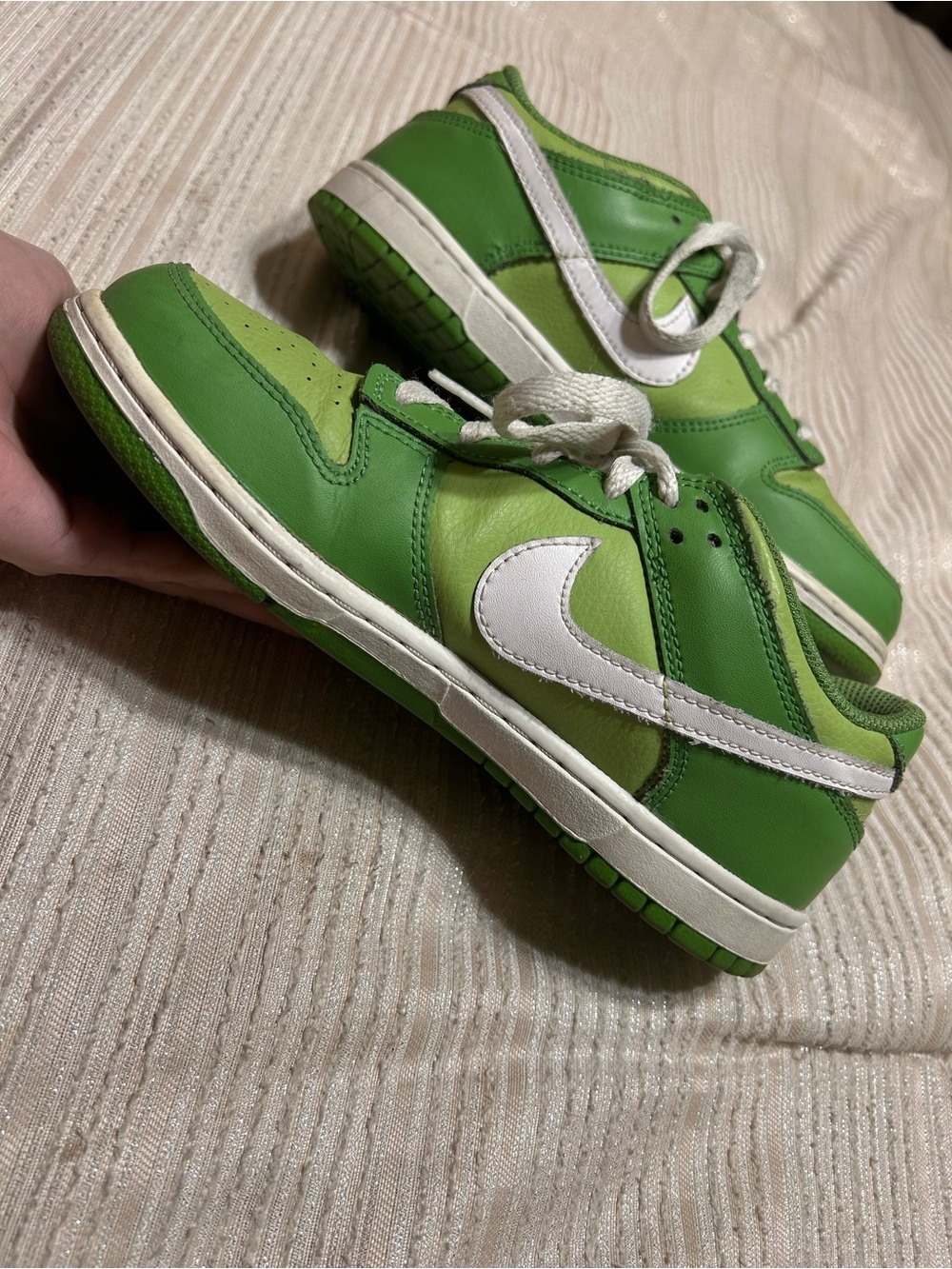 Nike Kids Green Low-Top Sneakers with White Swoosh